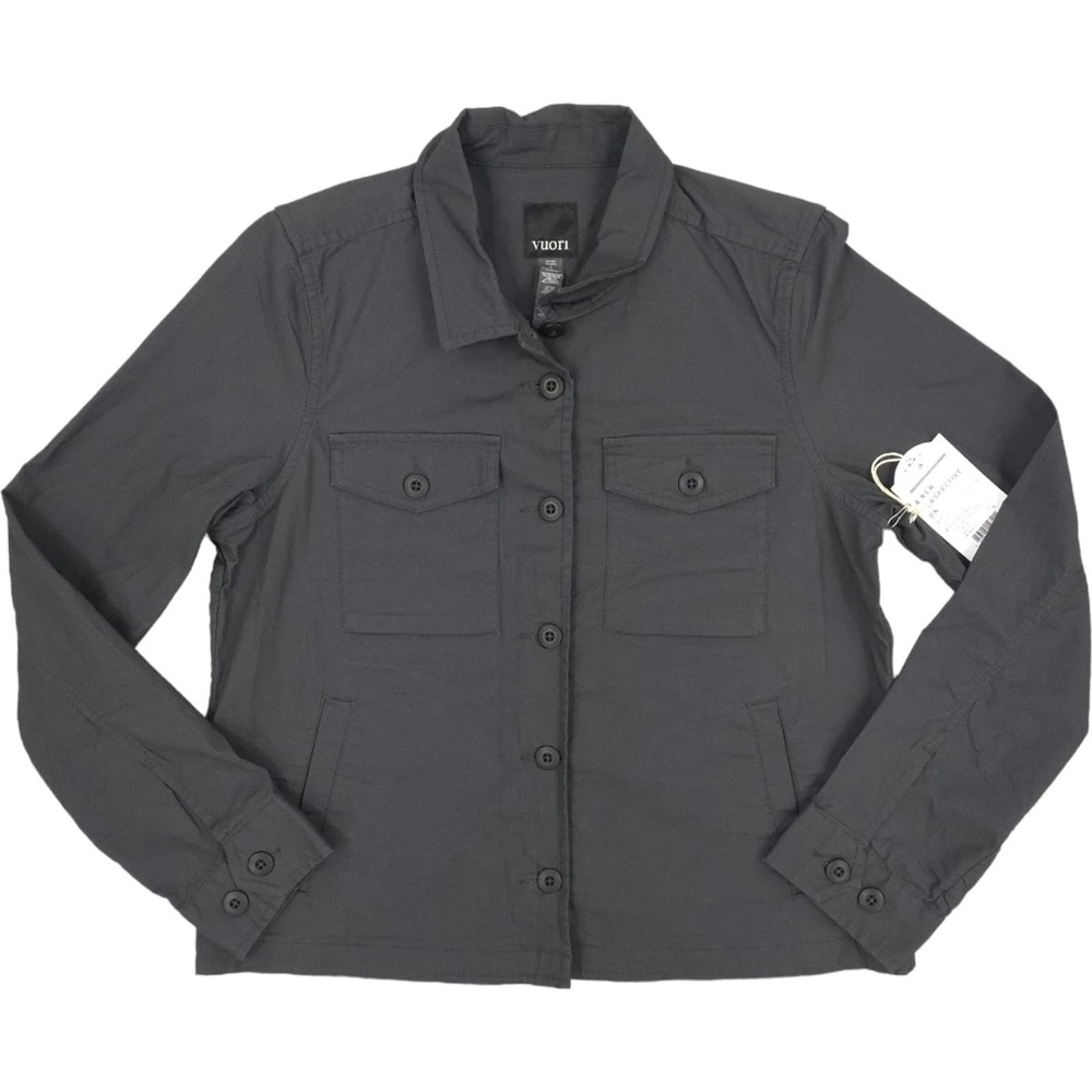 Vuori Womens Ripstop Jacket Charcoal Button Up Hiking Jacket Small NWOT